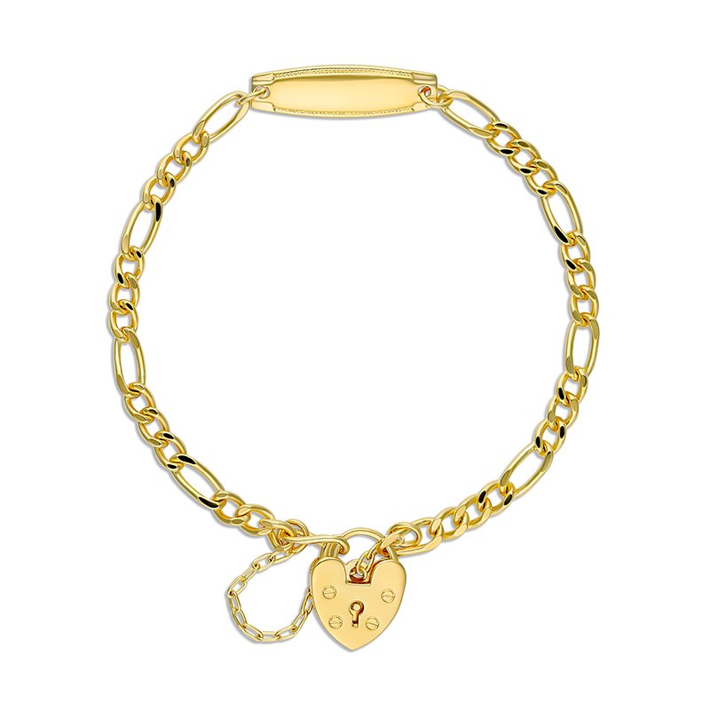 Brooklyn Figaro Bracelet 1+3 with ID Yellow Gold Plated - Paterson Fine ...