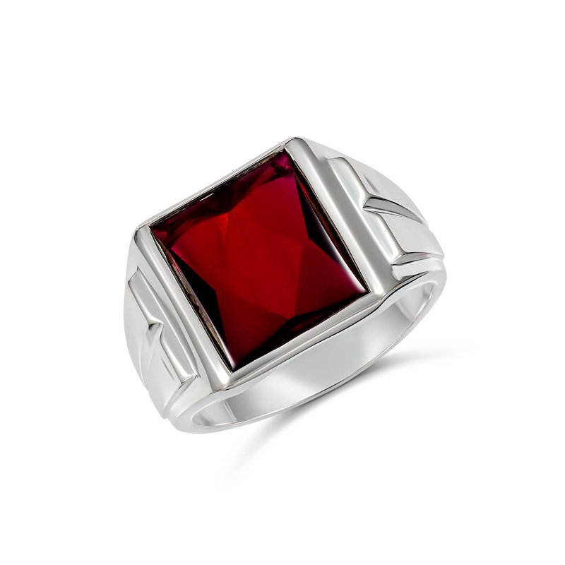 Arthur Rectangle Created Garnet Ring (726-12A (T) - ring size T)