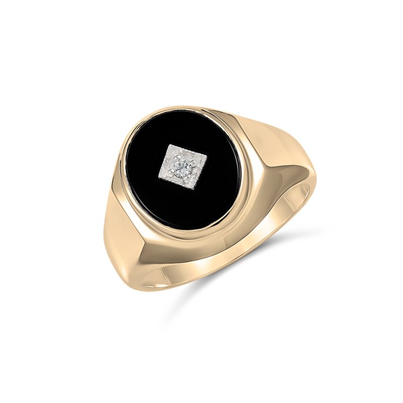 Atticus Oval Black Onyx Diamond Ring (730-1DC (T) - ring size T)