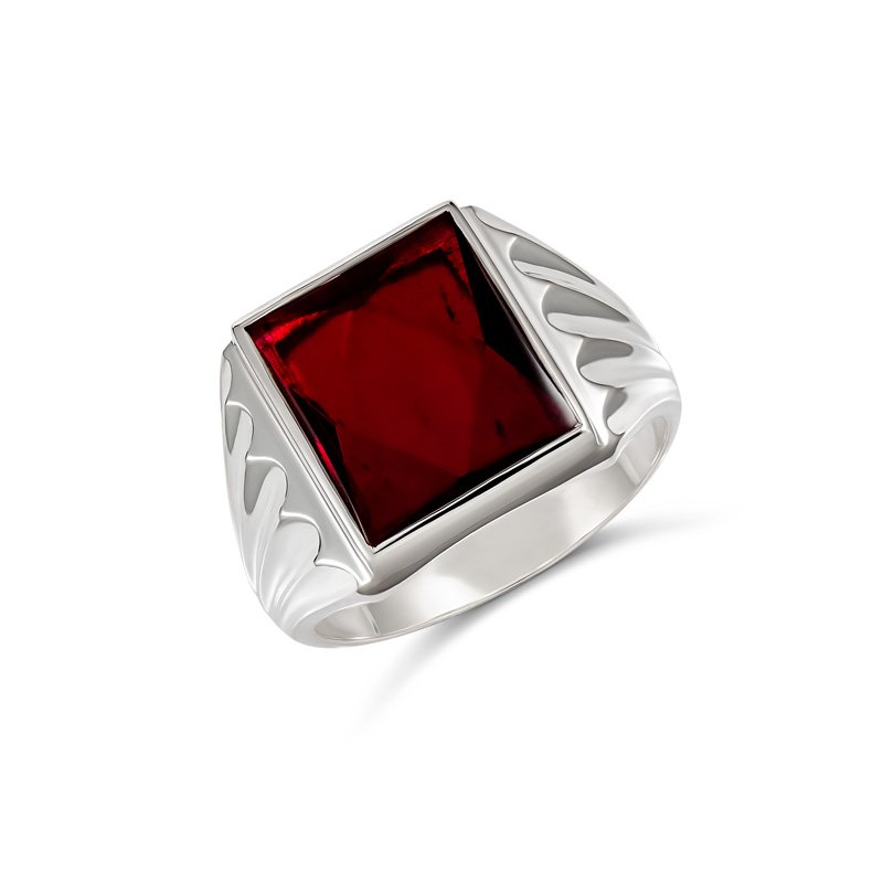 Egypt Rectangle Created Garnet Ring (734-12A (T) - ring size T)
