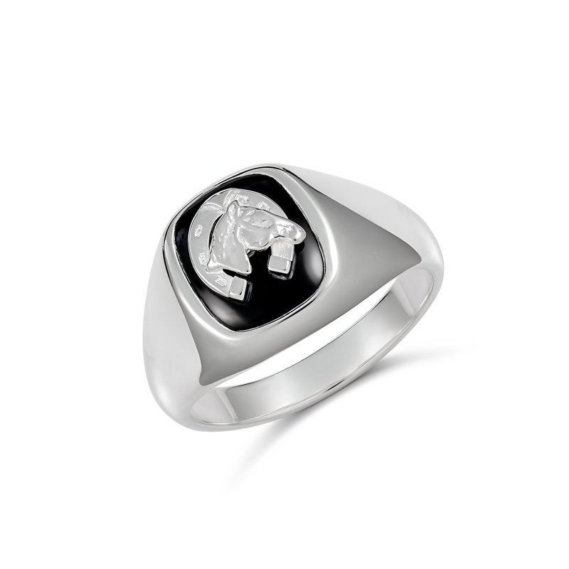 Aldo Stallion Cushion Black Onyx Ring (780-25A (T) - ring size T)