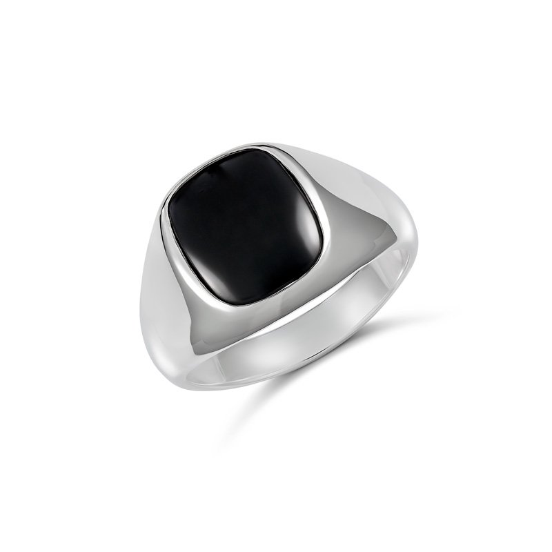 Aldo Cushion Black Onyx Ring (780A (U) - ring size U)
