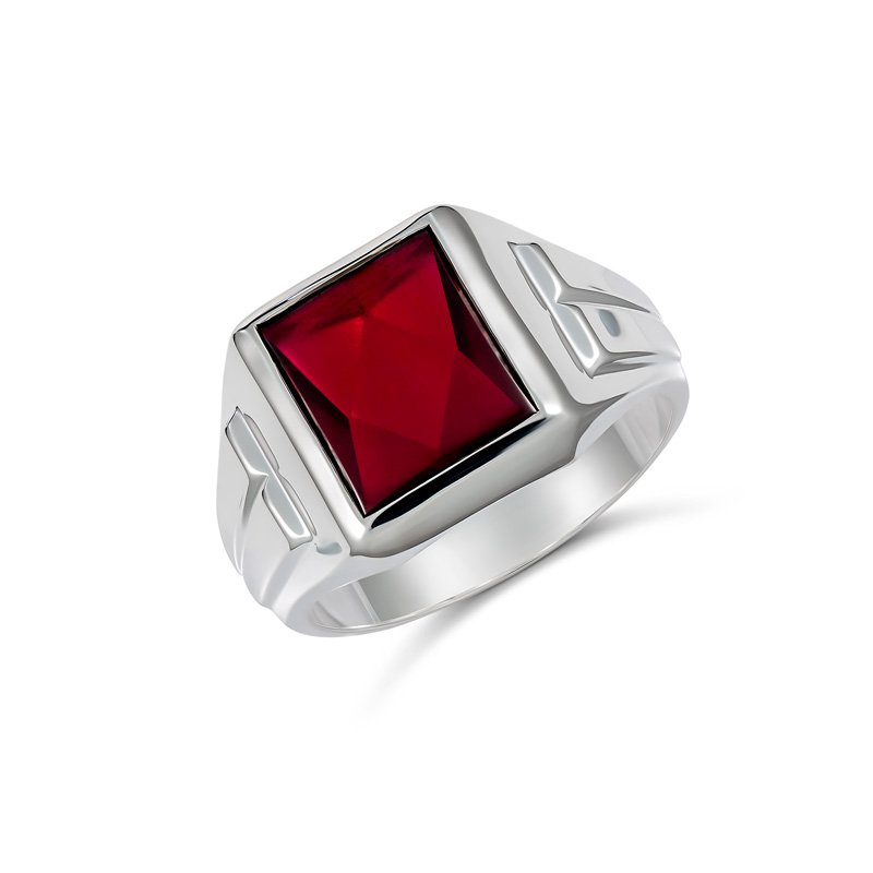 Aries Rectangle Garnet Ring (810-12A (T) - ring size T)