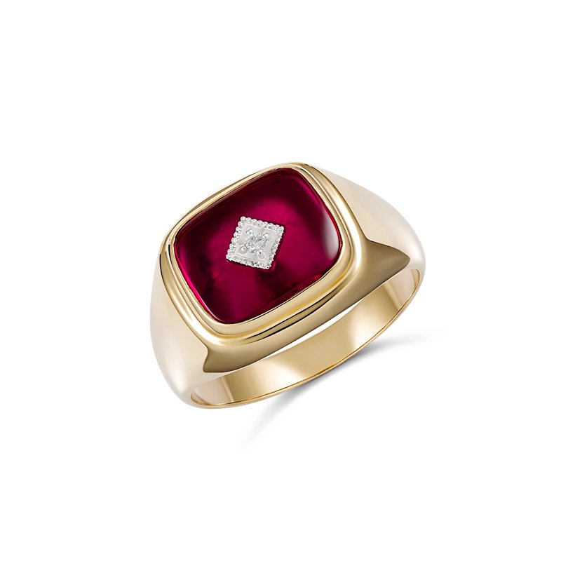 Aryan Cushion Created Ruby Diamond Ring (811-7DC (T) - ring size T)