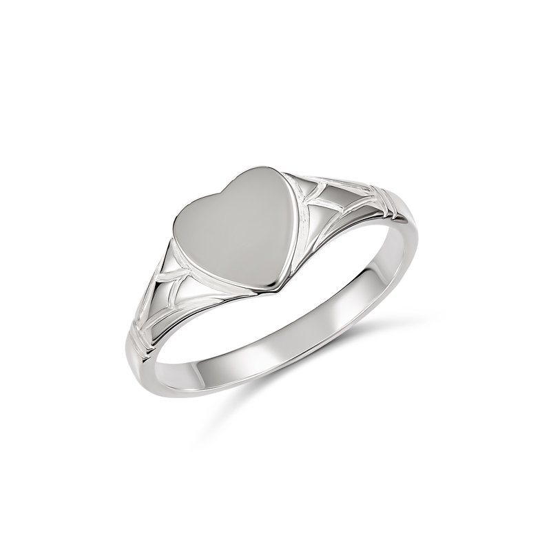 Emily Engraved Heart Signet Ring (8180EFA - ring size F)