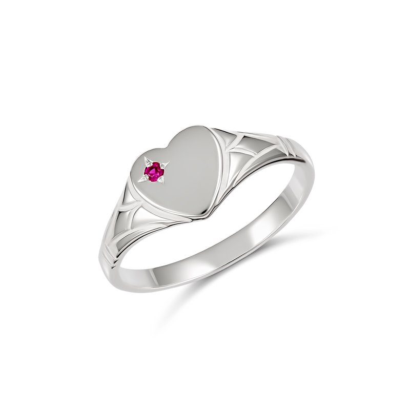 Emily Heart Red Stone Signet Ring