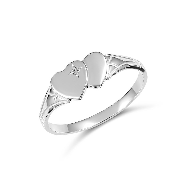 Eleanor Double Heart Cubic Zirconia Signet Ring (8183CZIC - ring size I)