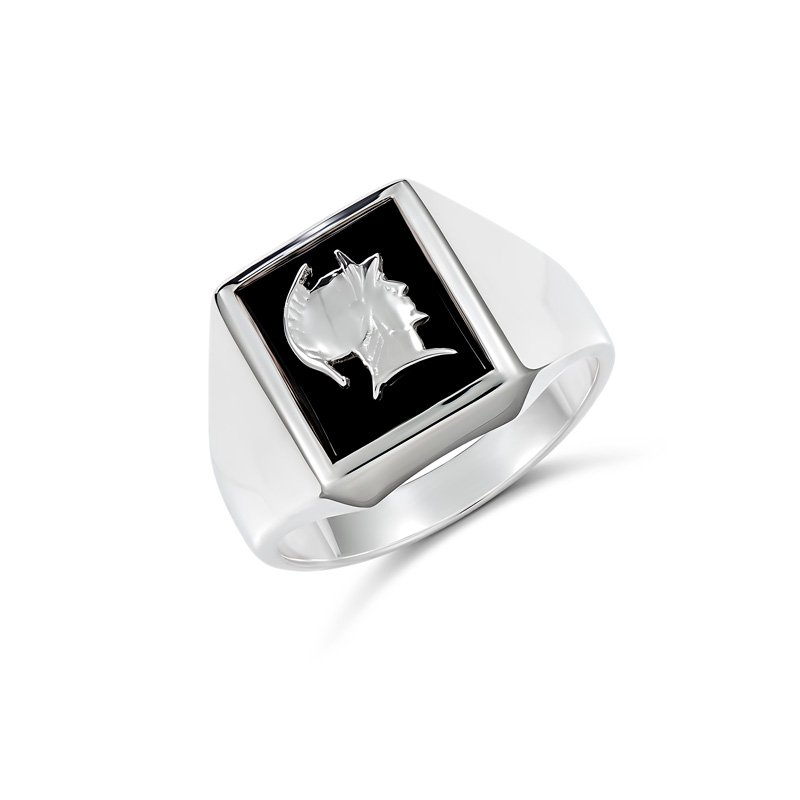 Brock Warrior Rectangle Black Onyx Ring (876-26A (T) - ring size T)