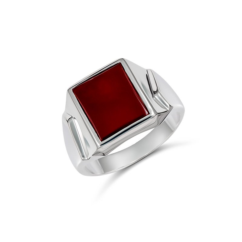 Bilbao Rectangle Carnelian Ring (915-13A (T) - ring size T)