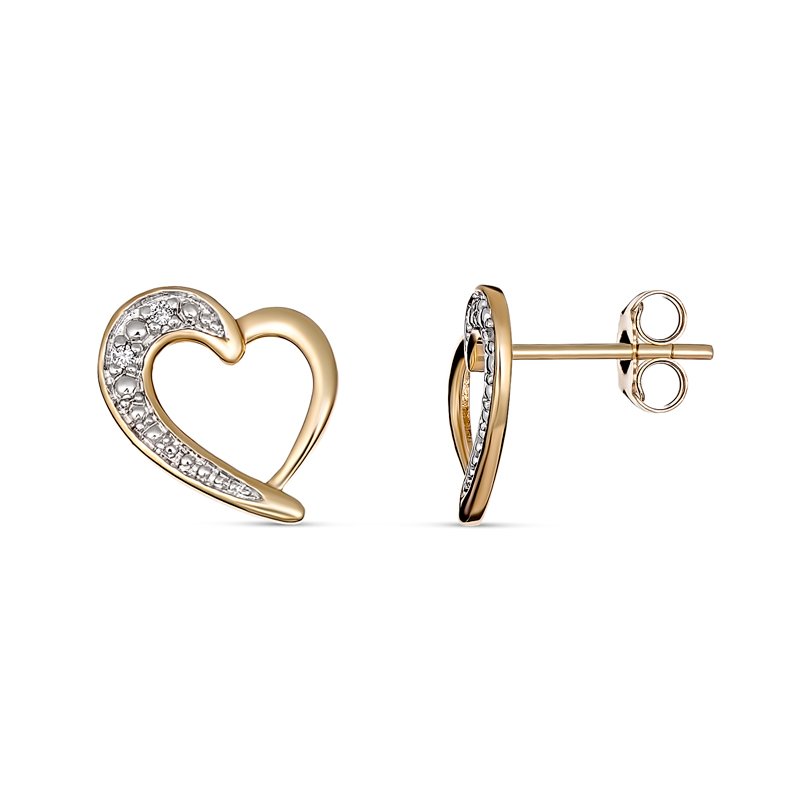 Illusions Heart Stud Earring 9kt Yellow Gold