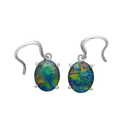 Ainsley Oval Triplet Opal Hook Earring (EO1026-TD - )