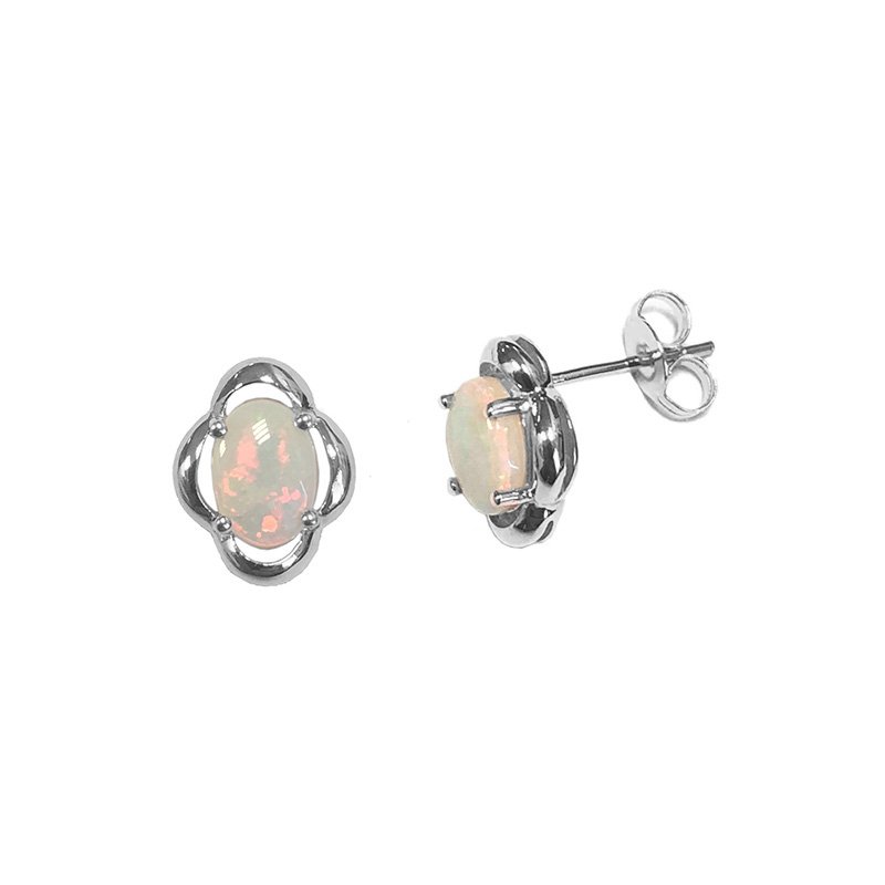 Aisha 7x5mm Oval Solid Opal Earring (EO1043-7X5SA - )