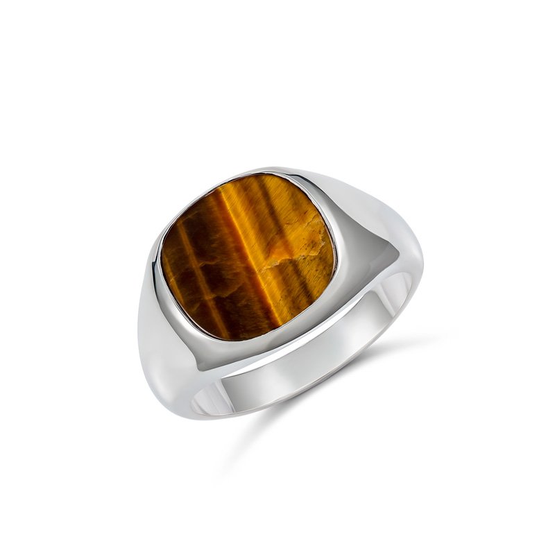 Declan Cushion Tigers Eye Ring (GR209-15A (T) - ring size T)