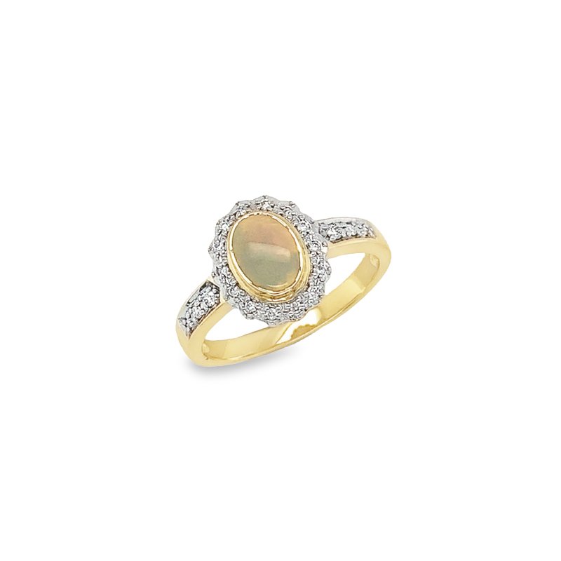 Evelyn Oval Solid Opal Diamond Ring (R159-SDC (P) - ring size P)