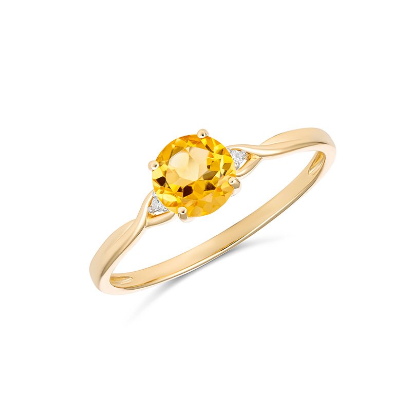 Arabelle Round Citrine & Diamond Ring (RCS05-131393CTDC (N) - ring size N)