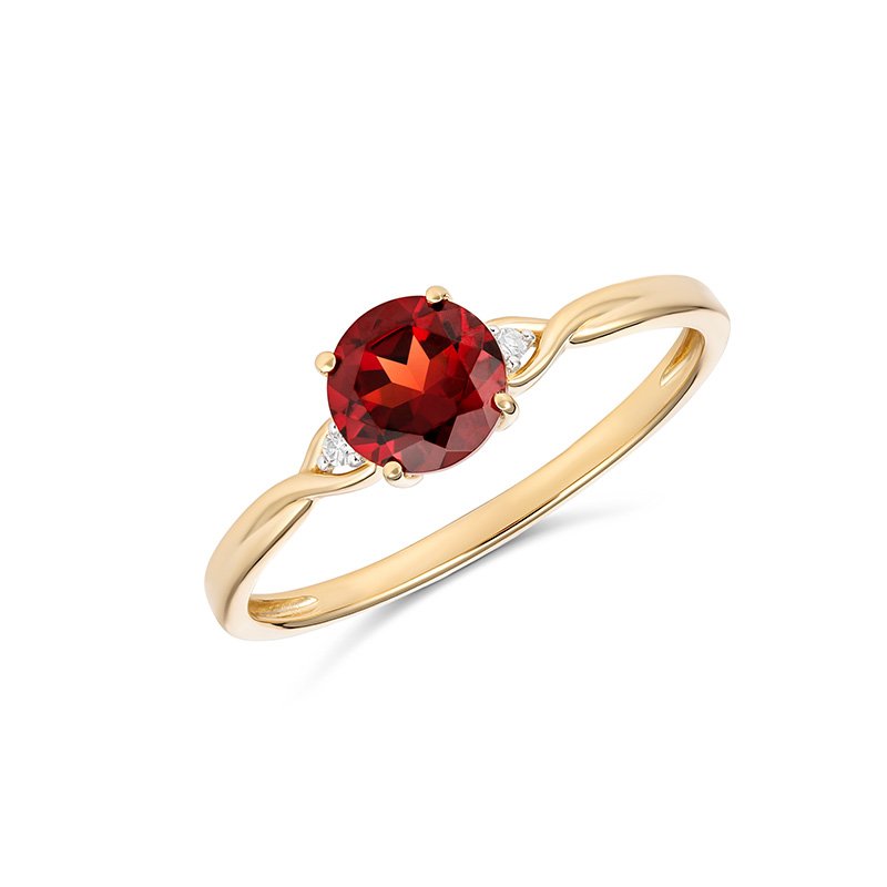 Arabelle Round Garnet & Diamond Ring (RCS05-131393GADC (N) - ring size N)