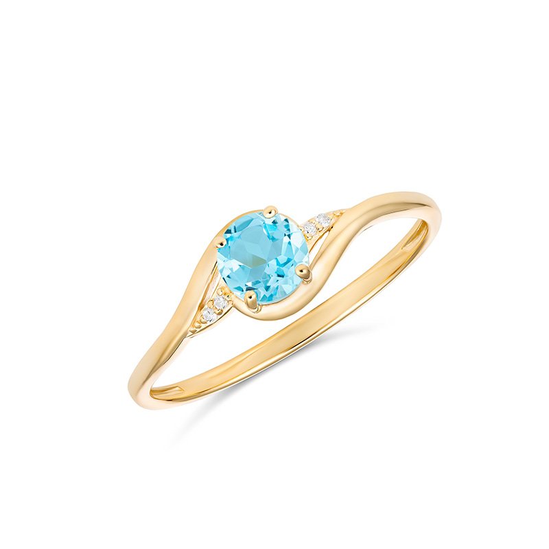 Mina Blue Topaz & Diamond Ring (RCS05-144232BTDC (N) - ring size N)