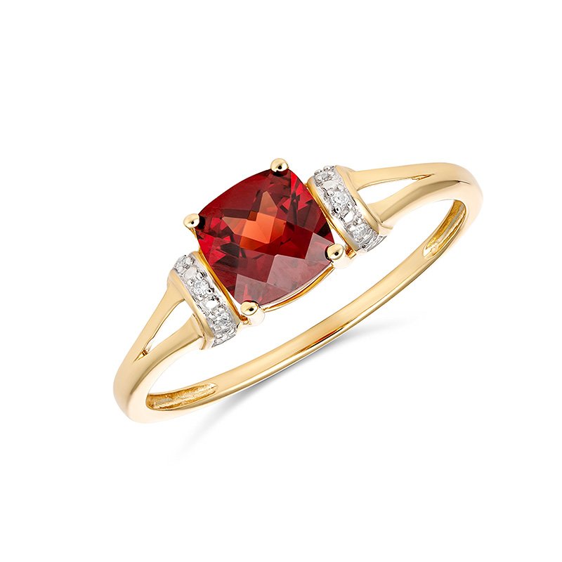 Melody Cushion Garnet & Diamond Ring (RCS05-91329GADC (N) - ring size N)