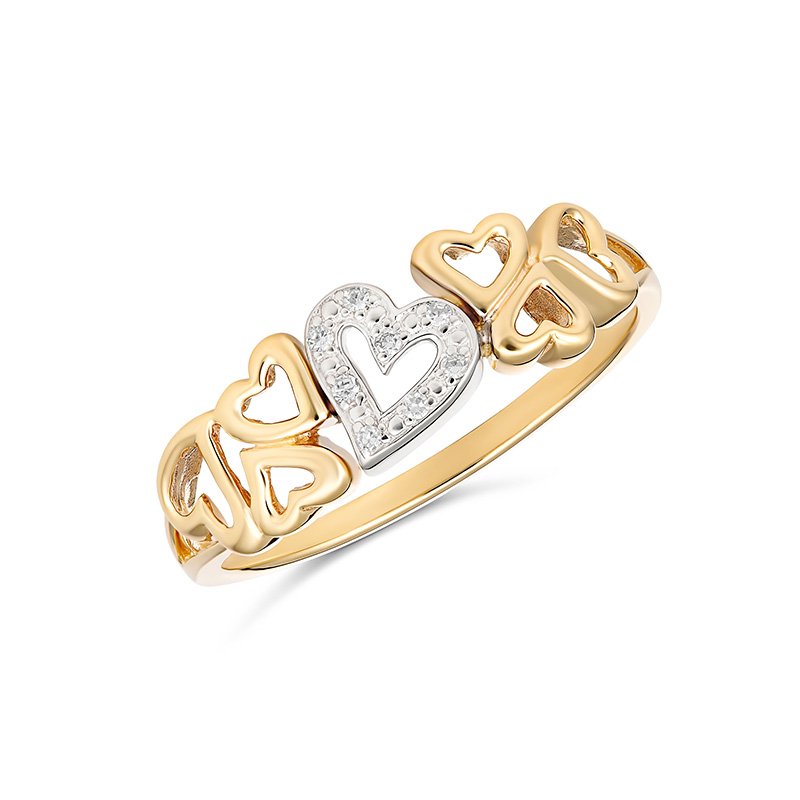 Lyric Diamond Set Multi Heart Ring (RCS05-91386DC (N) - ring size N)