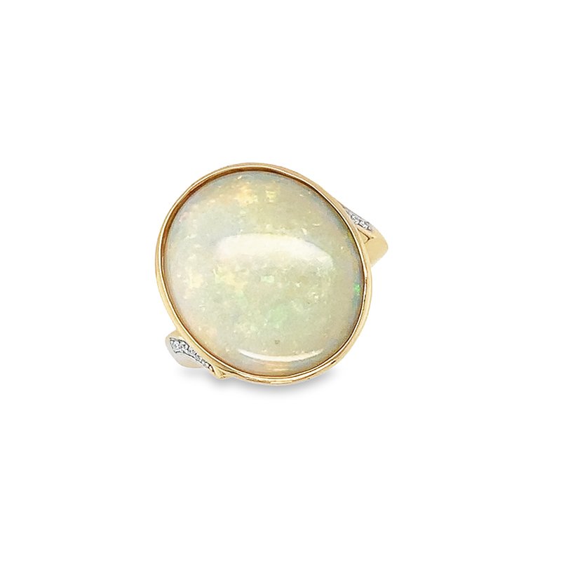 Jemima (A) Freeshape Solid Opal & Diamond Ring (RFS-107SDF-A (N) - ring size N)