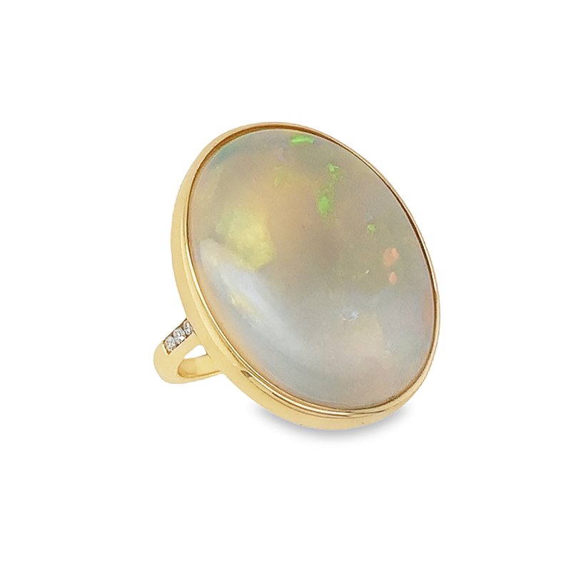 Genevieve (A) Freeshape Solid Opal & Diamond Ring (RFS-112SDF-A (N) - ring size N)
