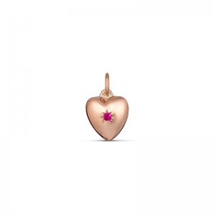Paige Puffed Heart Red Stone Pendant 9kt Rose Gold