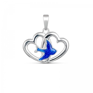 Paxton Bluebird Double Heart Pendant Silver