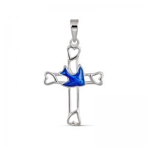 Peace Bluebird Cross Pendant Silver