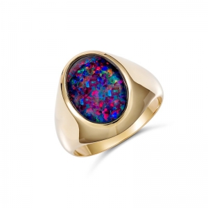 Eric Oval Triplet Opal Ring 9kt Yellow Gold