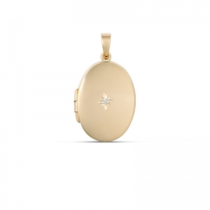 Pippa Small Oval Diamond Locket 9kt Yellow Gold