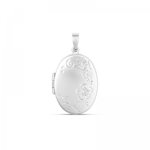 Padma Small Oval Engraved Locket Sterling Silver