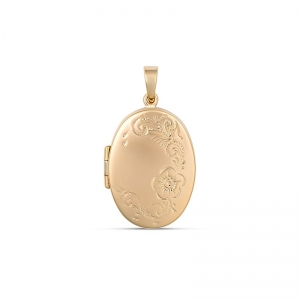 Padma Small Oval Engraved Locket 9kt Yellow Gold