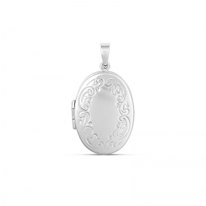 Polina Small Oval Engraved Locket Sterling Silver