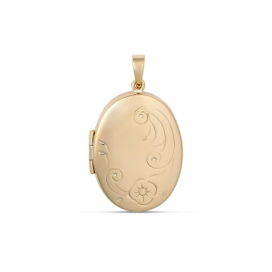 Peyton Medium Oval Engraved Locket 9kt Yellow Gold