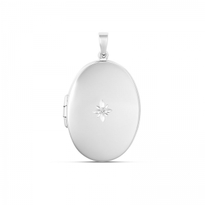 Pippa Large Oval Cubic Zirconia Locket Sterling Silver