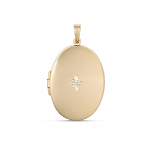 Pippa Large Oval Diamond Locket 9kt Yellow Gold