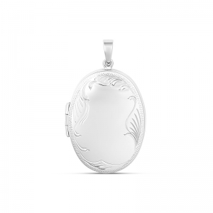 Peggy Large Oval Engraved Locket Sterling Silver