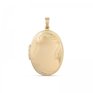 Peggy Large Oval Engraved Locket 9kt Yellow Gold