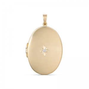 Pippa X-Large Oval Diamond Locket 9kt Yellow Gold