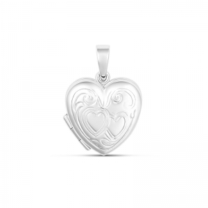 Polly Small Engraved Heart Locket Sterling Silver