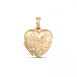 Polly Small Engraved Heart Locket 9kt Yellow Gold