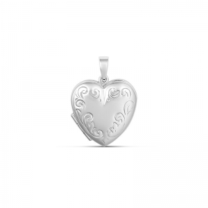 Patricia Medium Engraved Heart Locket Sterling Silver
