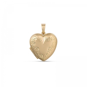 Patricia Medium Engraved Heart Locket 9kt Yellow Gold