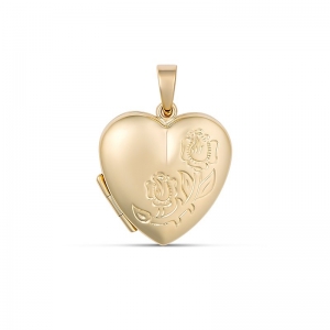 Patti Medium Engraved Heart Locket 9kt Yellow Gold