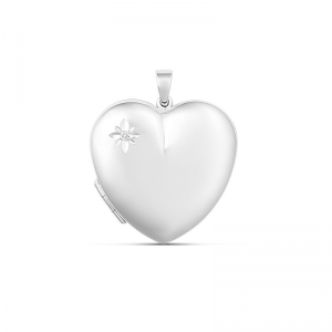 Pia Large Cubic Zirconia Heart Locket Sterling Silver