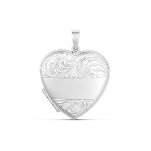 Paula Large Engraved Heart Locket Sterling Silver