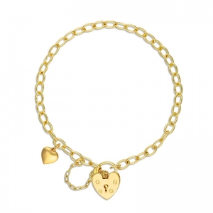 Brooklyn Belcher Bracelet with Heart Charm Yellow Gold Plated