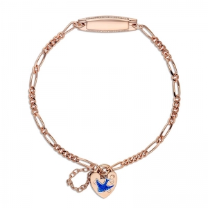 Brooklyn Bluebird Figaro Bracelet 1+3 with ID Rose Gold Plated