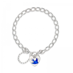 Brooklyn Bluebird Diamond Cut Round Curb Bracelet Silver