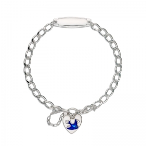 Brooklyn Bluebird Diamond Cut Round Curb Bracelet with ID Silver